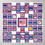 USA 50 STATE FLAGS WHITE/556 posters