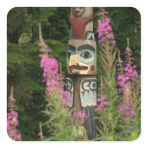 USA, Alaska, Ketchikan, Totem Bight State Square Stickers