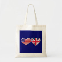USA and UK Heart Flag Design Bag