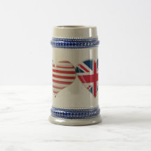 USA and UK Heart Flag Design Coffee Mug