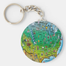 USA Cartoon Map Keychain