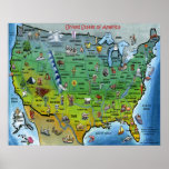 USA Cartoon Map posters