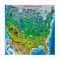USA Cartoon Map Tshirt