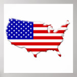 USA Flag & Country Shape posters