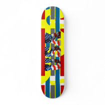 USA Flag-Filled, Retro Colour-Block Skateboard Dec