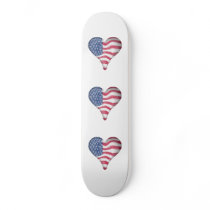 USA Flag Heart Skateboard