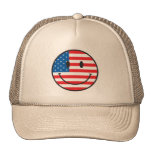 USA Flag Smiley Happy Face Trucker Hat