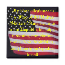 USA flag with pledge magnet