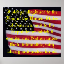 USA flag with pledge overlay print