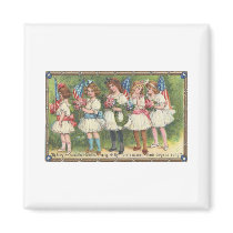 USA Girls with Flags Vintage Americana