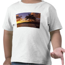 USA, Hawaii, Kauai, Colourful sunrise in a 2 T-shirts