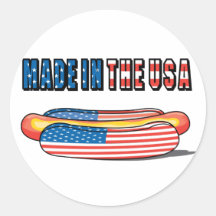 USA Hot Dog Round Stickers