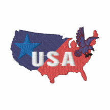 USA Map with Eagle and Star Embroidered Tees Polo Shirt