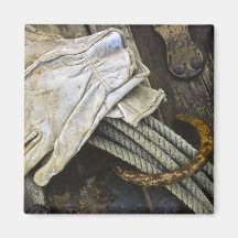 USA, New Mexico, Santa Fe. Close-up of cowboy Refrigerator Magnet