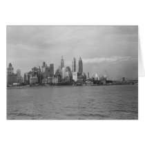 USA New York City Manhattan skyline B&W cards