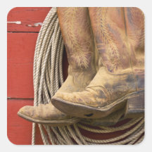 USA, Oregon, Seneca, Ponderosa Ranch. Close-up Square Sticker
