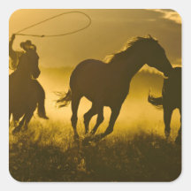 USA, Oregon, Seneca, Ponderosa Ranch. Square Sticker