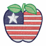 USA patriotic apple embroidered women's t-shirt embroidered shirts