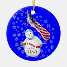 USA Snowman Keepsake Christmas Ornament