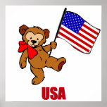 USA Teddy Bear Poster