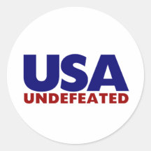 USA UNDEFEATED ROUND STICKERS