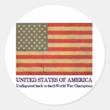 USA Undisputed back to back world war champions Round Sticker