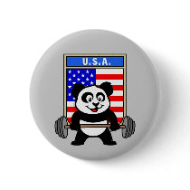 USA Weightlifting Panda Pinback Button