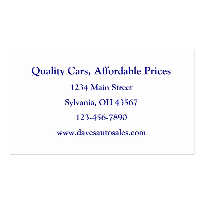 Used Car Dealer Business Cards Used Car Dealer Business Cards