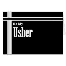 USHER Wedding Invite with Black and White Stripes Greeting Card