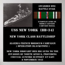 USS NEW YORK  (BB-34) POSTER