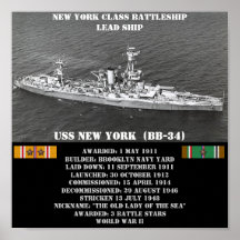 USS NEW YORK  (BB-34) POSTER