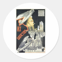 USSR CCCP Cold War Soviet Union Propaganda Posters Round Stickers