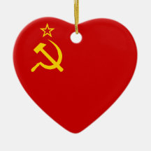 USSR Flag Heart Christmas Ornament