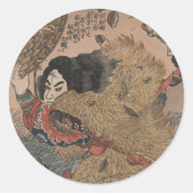 Utagawa Kuniyoshi - Kinhyoshi Yorin woodcut print Round Sticker