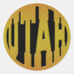 UTAH - GOLD TEXT ROUND STICKERS