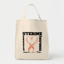 Uterine Cancer Awareness Brushed Heart Ribbon Bags