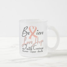 Uterine Cancer Believe Heart Collage Coffee Mugs