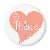 Uterine Cancer Believe Heart Fridge Magnet