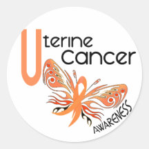 Uterine Cancer BUTTERFLY 3.1 Round Stickers