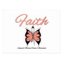Uterine Cancer Faith Butterfly Ribbon Post Card