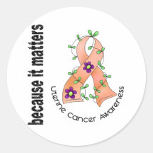 Uterine Cancer Flower Ribbon 3 Sticker