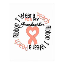 Uterine Cancer I Wear Peach Ribbon For Grandmother Post Cards