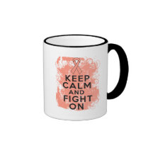 Uterine Cancer Keep Calm and Fight On.png Coffee Mugs