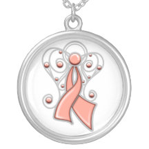 Uterine Cancer Ribbon Angel In Memory Personalized Necklace