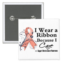 Uterine Cancer Ribbon Because I Care Pinback Buttons