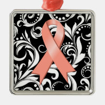 Uterine Cancer Ribbon Deco Noir Christmas Ornament