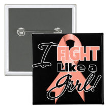 Uterine Cancer Ribbon - I Fight Like a Girl Pin