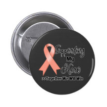 Uterine Cancer Supporting My Hero Pinback Button