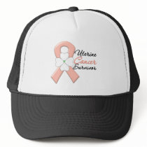 Uterine Cancer Survivor Flower Ribbon Mesh Hats
