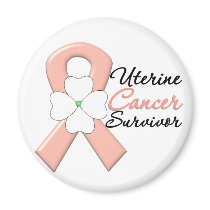 Uterine Cancer Survivor Flower Ribbon Fridge Magnet